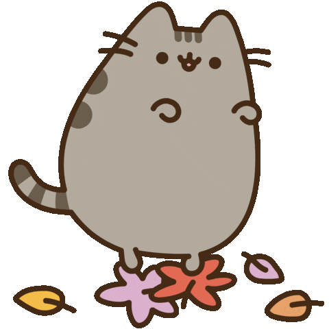 pusheen fall leaves dance doodle