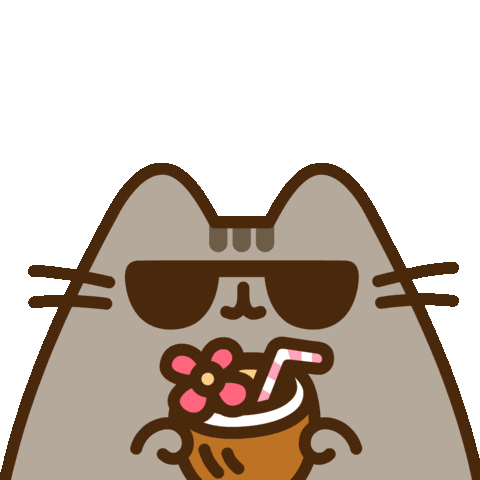 pusheen summer coconut drink doodle