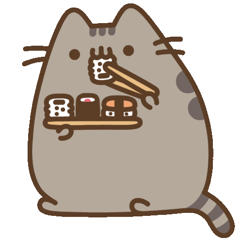 pusheen sushi chopsticks kawaii cat snack doodle