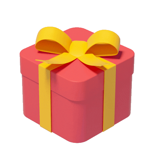 red gift box yellow ribbon doodle