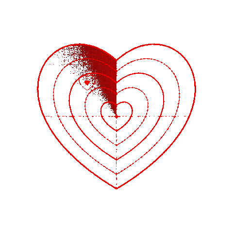 red neon heart radar rings doodle
