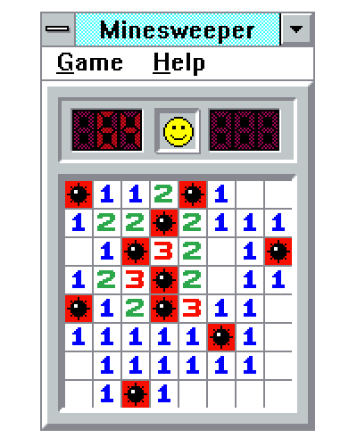 retro minesweeper game doodle