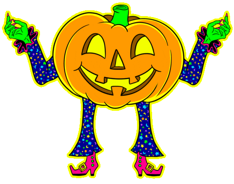 retro trippy halloween pumpkin doodle