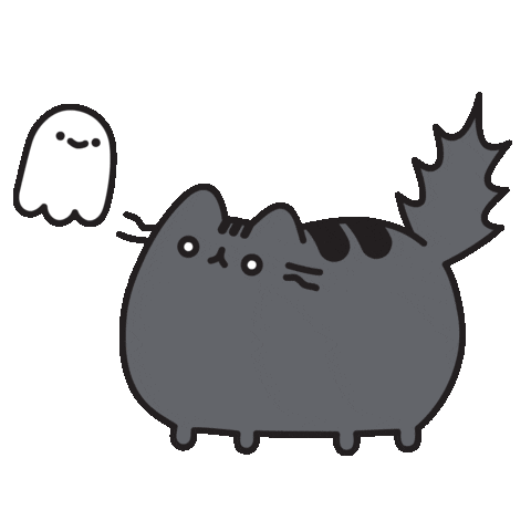 scared pusheen cat halloween ghost doodle