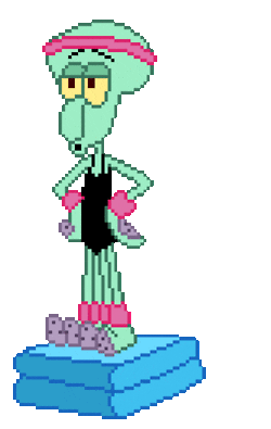 spongebob squidward doing fitness pixel doodle
