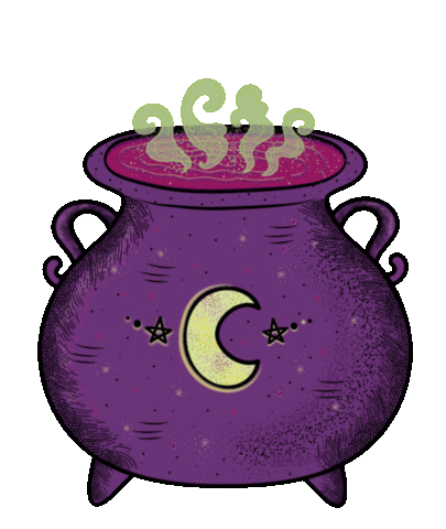 spooky purple witch cauldron brewing potion doodle