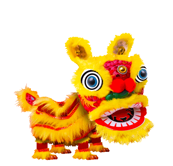 yellow chinese lion dance doodle