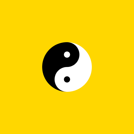 yin yang on yellow background doodle