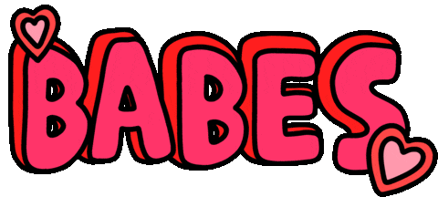 babes red 3d text doodle