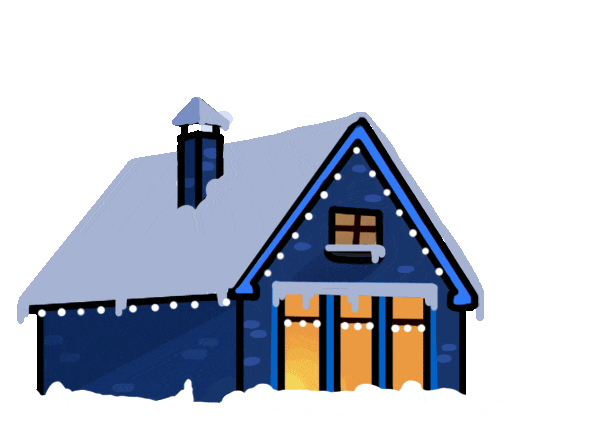 christmas snowy house doodle