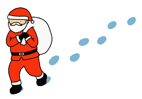 christmas walking santa claus doodle