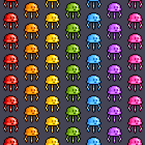colorful octopuses pixel doodle
