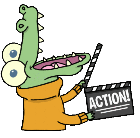 crocodile with movie clapper doodle