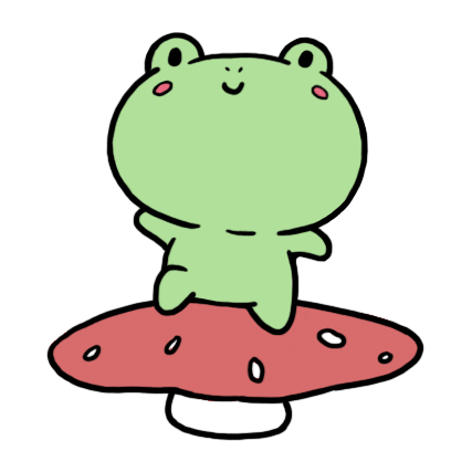 cute frog jumping on the mushroom doodle