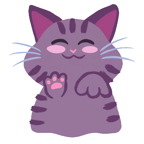 cute purple cat kneading dodle
