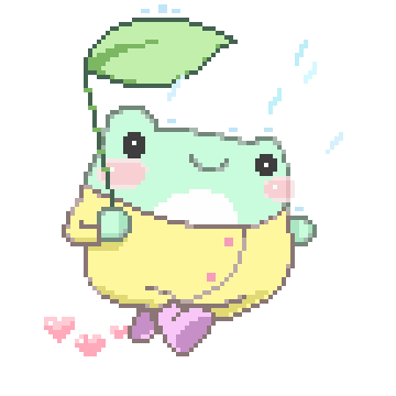 cute toad running in the rain pixel doodle