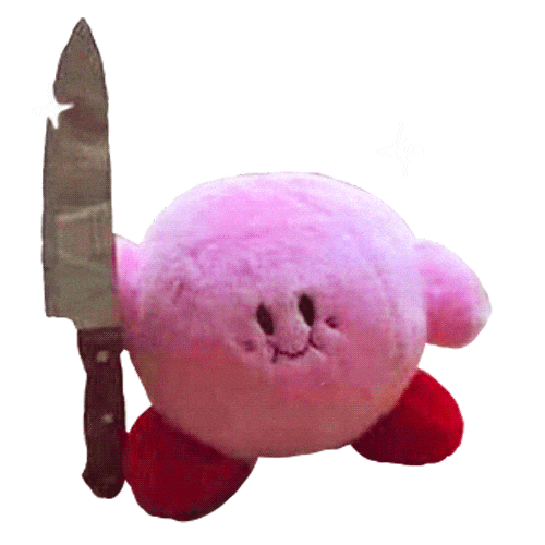 fluffy kirby with a knife meme doodle