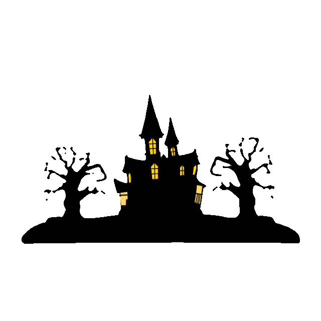 halloween mystery house black doodle
