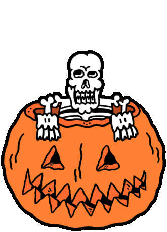 halloween pumpkin skeleton doodle