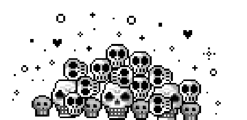 halloween scary skulls pixel doodle