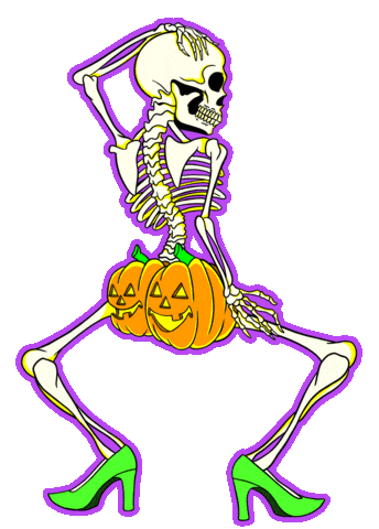 halloween skeleton high heels dancing doodle