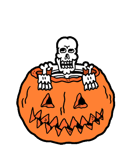 halloween skeleton in pumpkin doodle