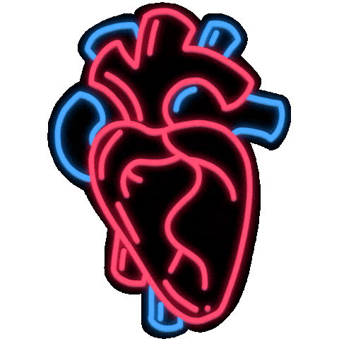 heart red blue neon doodle