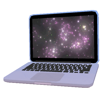laptop screen space stars trip doodle
