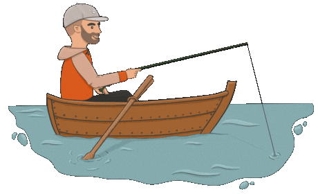 man fishing on a boat doodle