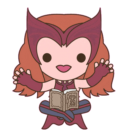marvel chibi scarlet witch with darkhold doodle