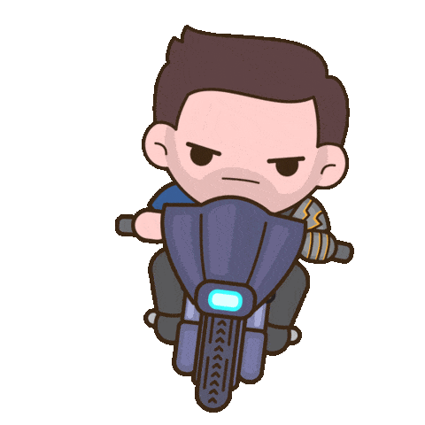 marvel chibi wintersoldier on motorcycle