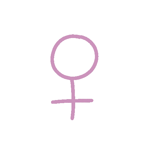 pink woman symbol & heart doodle