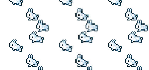 pixel bunnies run across the screen doodle