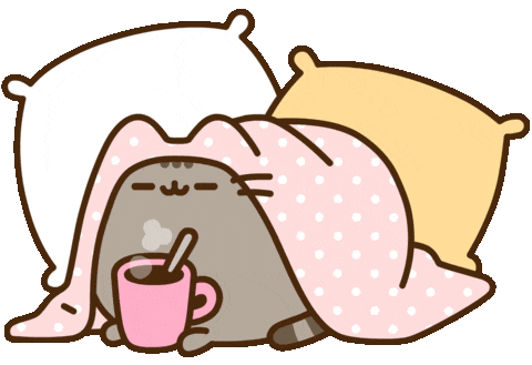 pusheen basking under the covers doodle