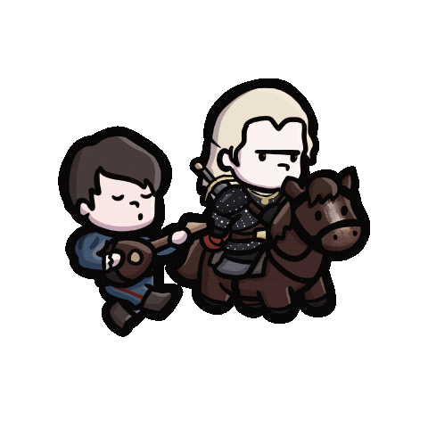 chibi geralt jaskier toss a coin witcher doodle