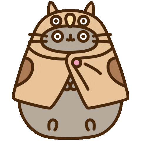 pusheen in a owl coat doodle