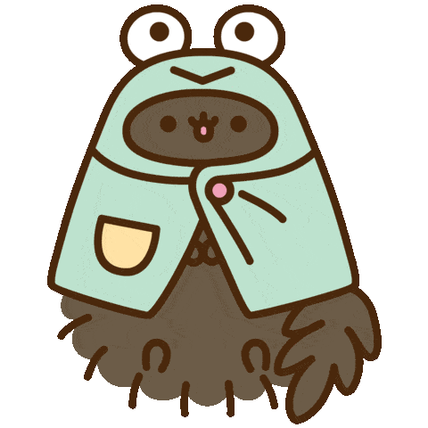 pusheen pip in a frog costume doodle