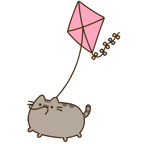 pusheen with a kite doodle