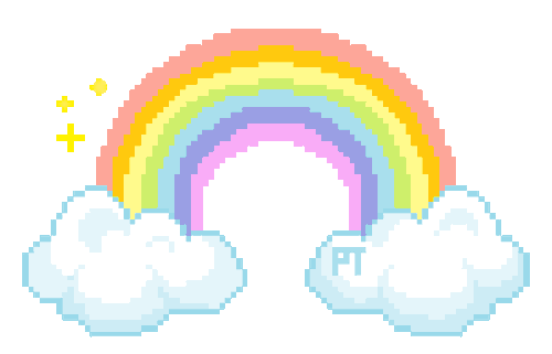 rainbow with clouds pixel doodle