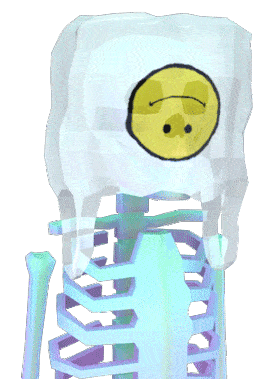 skeleton with smiley pack doodle
