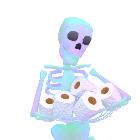 skeleton with toilet paper doodle