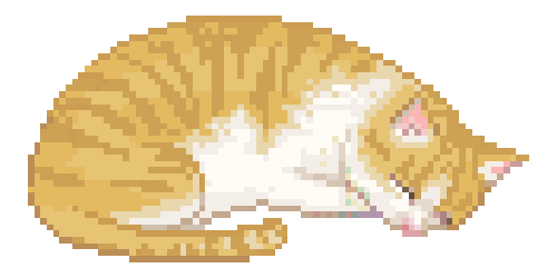 sleeping brown cat pixel doodle