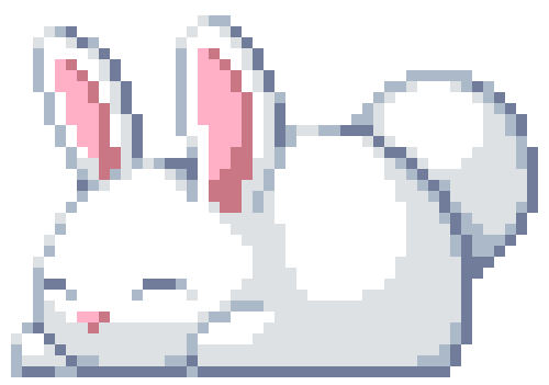 sleeping white bunny pixel doodle