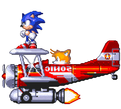 sonic and tails flying on tornado biplane doodle