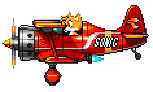 sonic miles flying in a plane pixel doodle