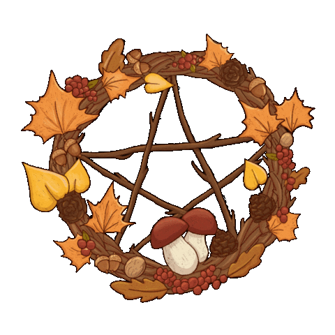 autumn wreath pentagram doodle