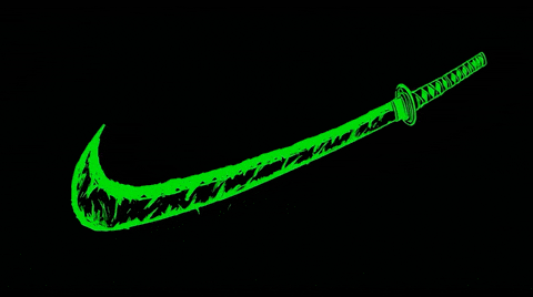 nike katana swoosh neon glow doodle