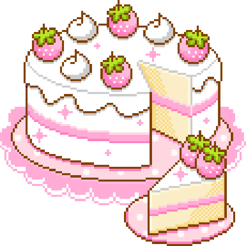strawberry cake pixel doodle
