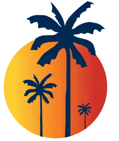 sunset palm trees doodle