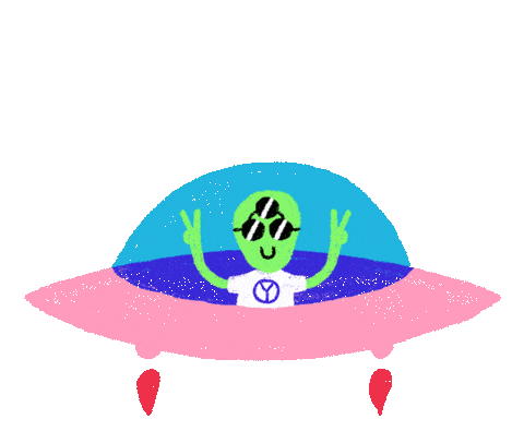 ufo hippie green alien doodle